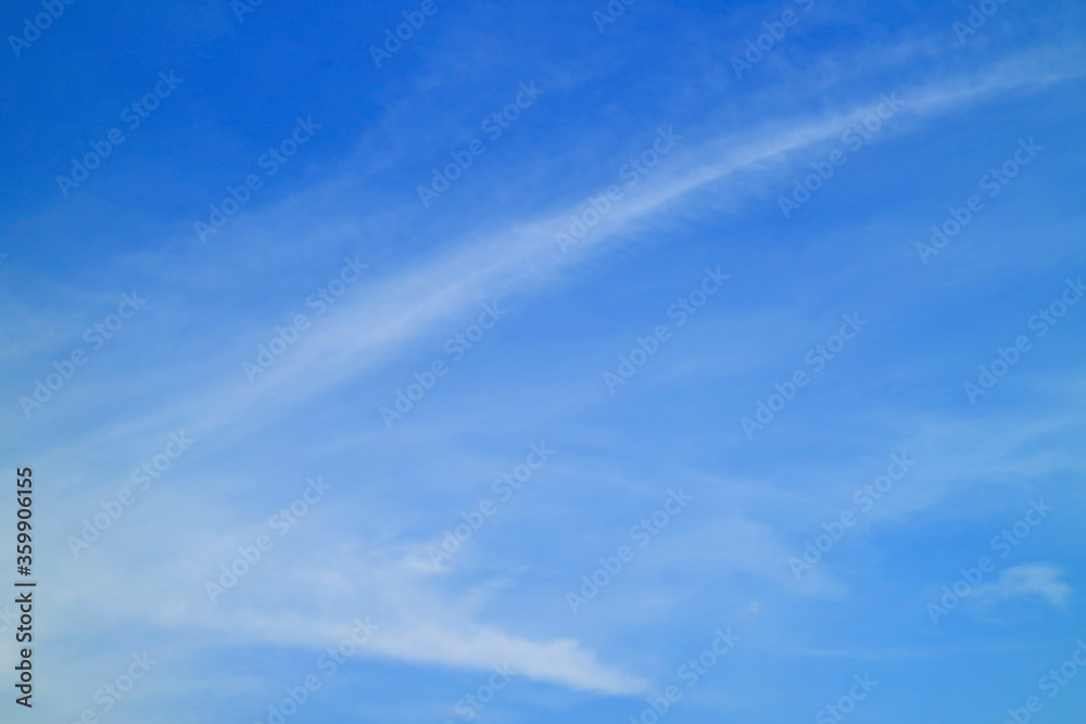 Bright Blue Sky with White Cirrus Clouds for Background or Banner