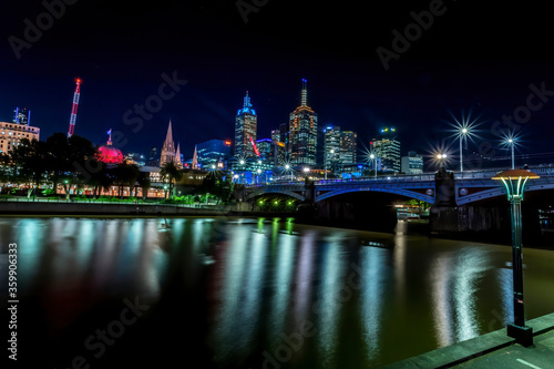 Melbourne  Frankfurt - 05th March 2020  A german photographer visiting the city center and taking pictures of the skyline at night while walking along the river Yarra.