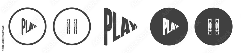 Vecteur Stock Play button and Pause button icon made from text warp ...