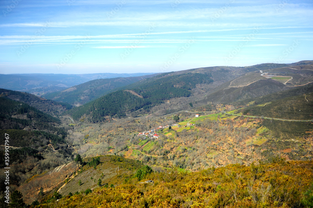 
Natural landscape of the mountains on the Camino de Santiago near As Eiras, Camino Sanabres, Orense province, Galicia, Spain
