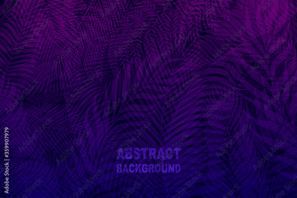 Vector leaves and branches of palm trees. Abstract background of tropical leaves for placing text. Decorative foliage. Bright juicy colors for your design. For banners, web pages, posters.
