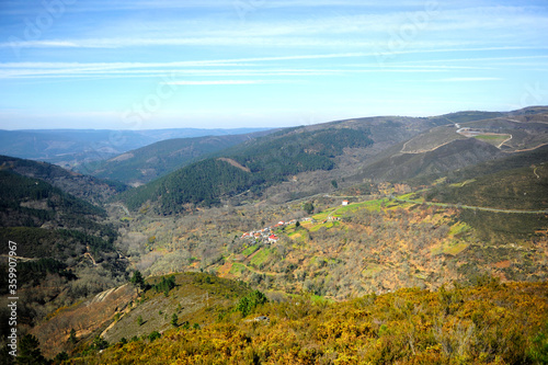 
Natural landscape of the mountains on the Camino de Santiago near As Eiras, Camino Sanabres, Orense province, Galicia, Spain photo
