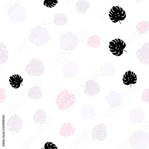 Light Pink  Yellow vector seamless doodle layout with flowers  leaves. Decorative design in Indian style on white background. Pattern for design of fabric  wallpapers.