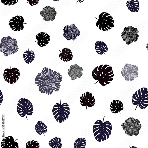 Dark BLUE vector seamless abstract design with flowers, leaves. Colorful abstract illustration with leaves in doodle style. Pattern for design of fabric, wallpapers.