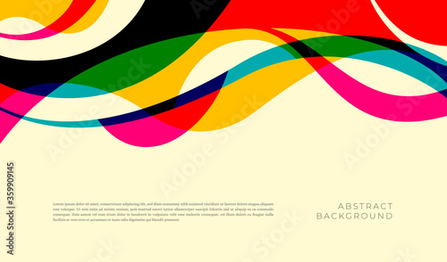 Abstract colorful composition made of various wavy shapes. Vector illustration.