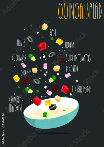 Mediterranean Quinoa Salad. Vector illustration