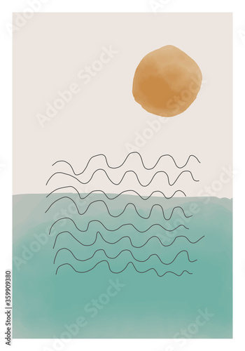 Trendy abstract creative minimal artistic hand painted composition