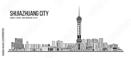 Cityscape Building Abstract Simple shape and modern style art Vector design -  Shijiazhuang city photo