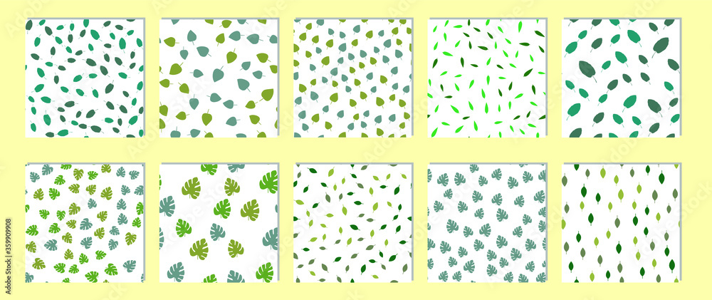Seamless vector Pattern with different leaves. Floral decoration.