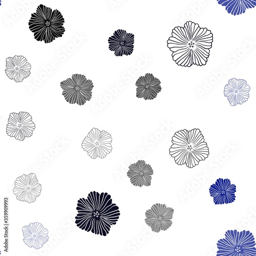 Dark BLUE vector seamless elegant wallpaper with flowers. Illustration with colorful abstract doodle flowers. Pattern for trendy fabric, wallpapers.