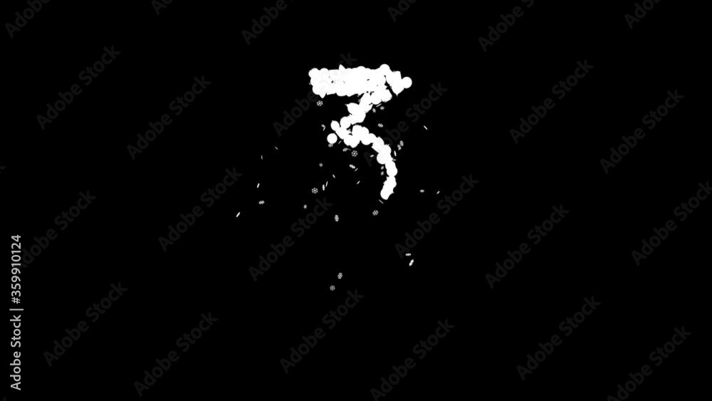 Holiday text out of Christmas ornaments with snow flakes and alpha channel in vibrant random colors 3