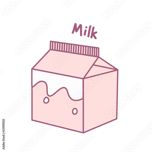 Milk in a cardboard box. Simple vector illustration isolated on white background.