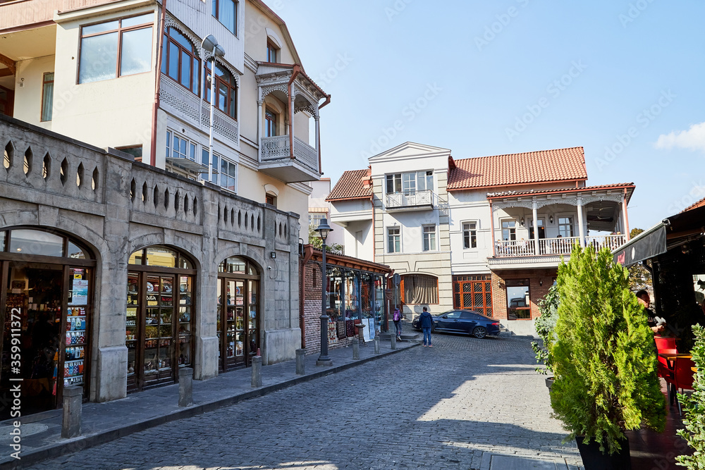 Tbilisi, Georgia - October 21, 2019: Street of Tbilisi city with is capital of Georgia in a summer, spring or autumn day