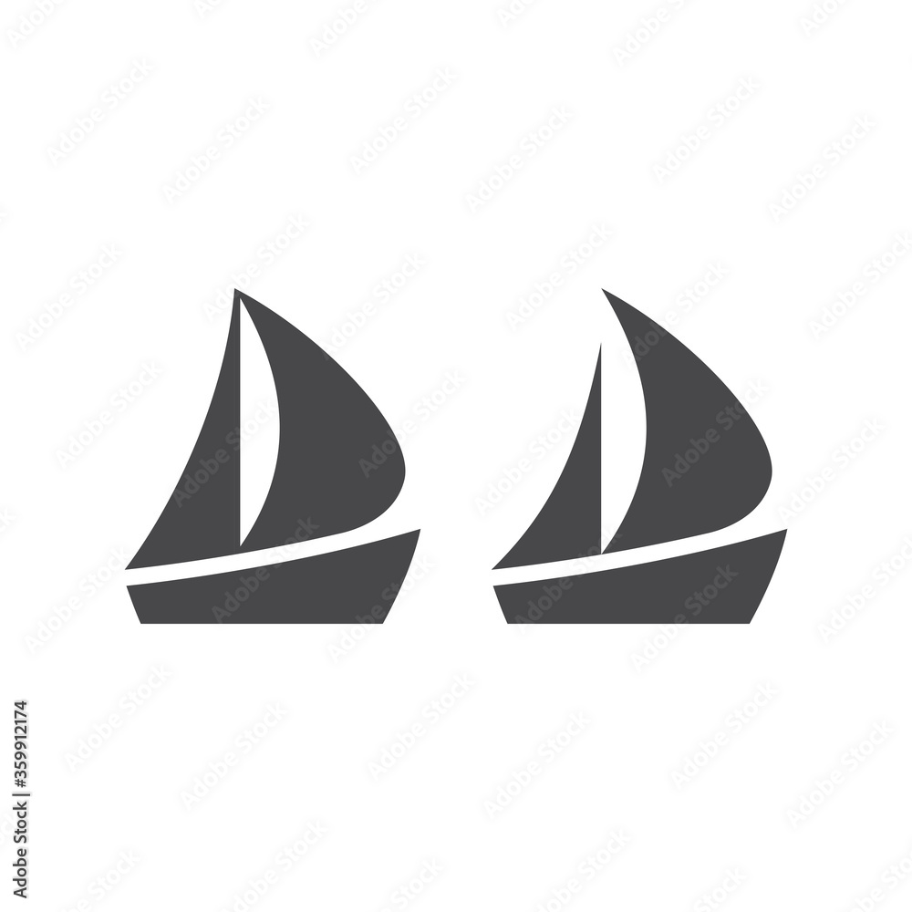 Boat or yacht simple black vector icon. Boat pictogram glyph symbol. Boat or yacht simple black vector icon. Boat pictogram glyph symbol.