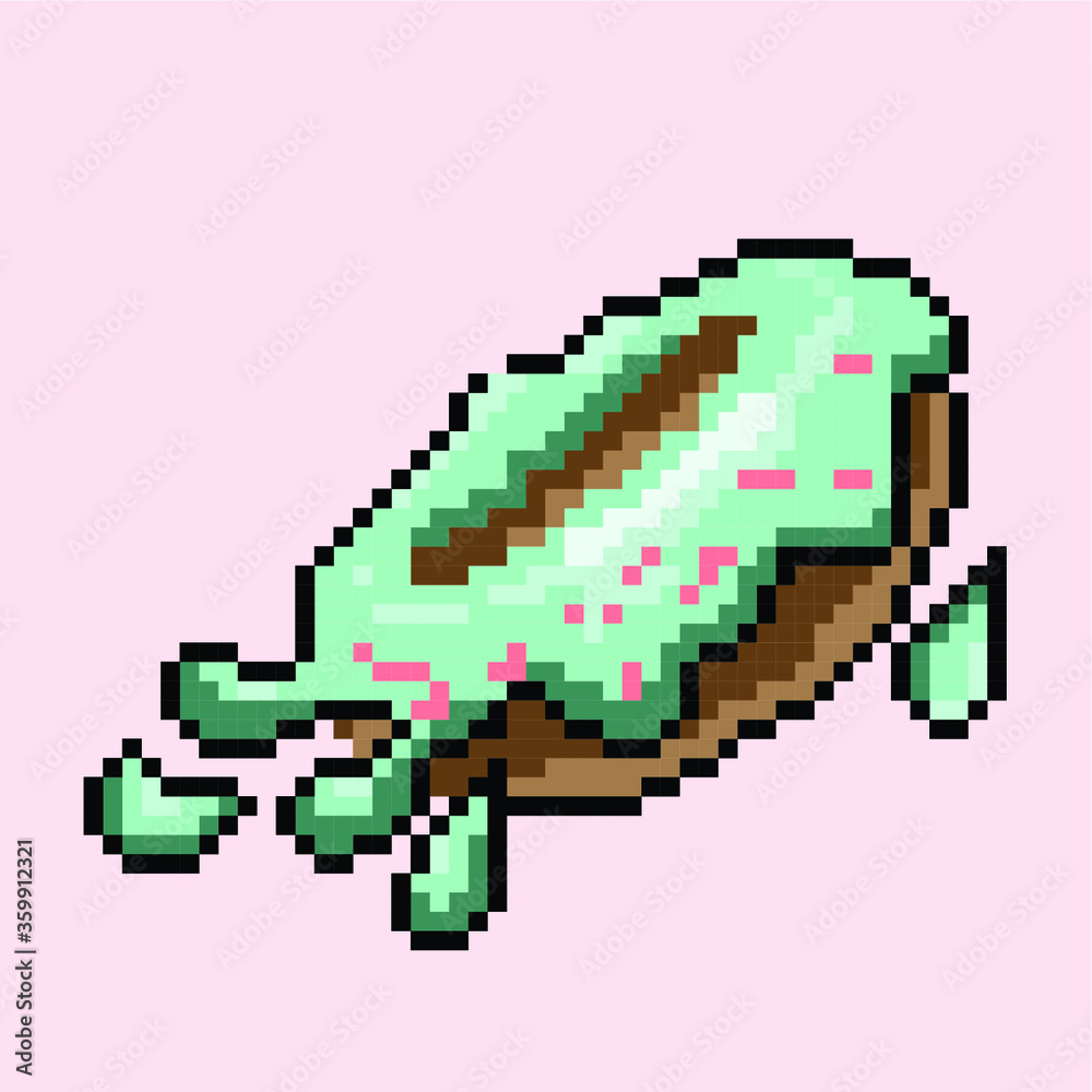 Vector illustration doughnut in pixel art