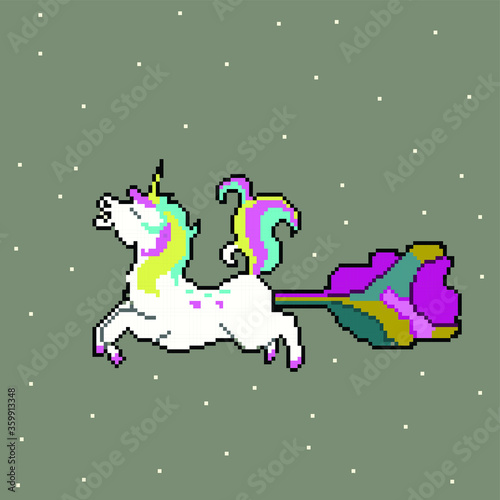 Unicorn illustration in pixel art