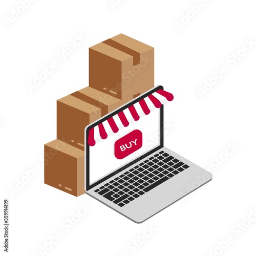 Online Shopping Flat Icon Vector Logo Template
