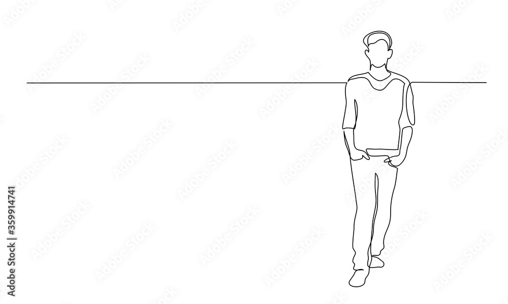 Continuous one line drawing. Walking office man Continuous one line drawing. Walking office man