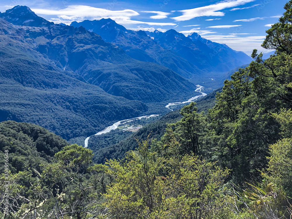 Obraz premium Mountains with Valley and River