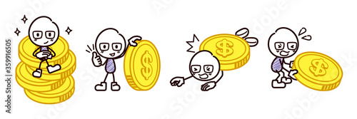Illustration of money success or failure / Stickman