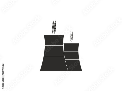 Cooling tower, nuclear plant icon. Vector illustration, flat design.