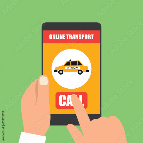 taxi online transport on smartphone application. vector illustration