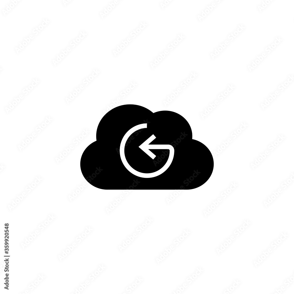 Cloud System backup icon in black flat glyph, filled style isolated on white background Cloud System backup icon in black flat glyph, filled style isolated on white background