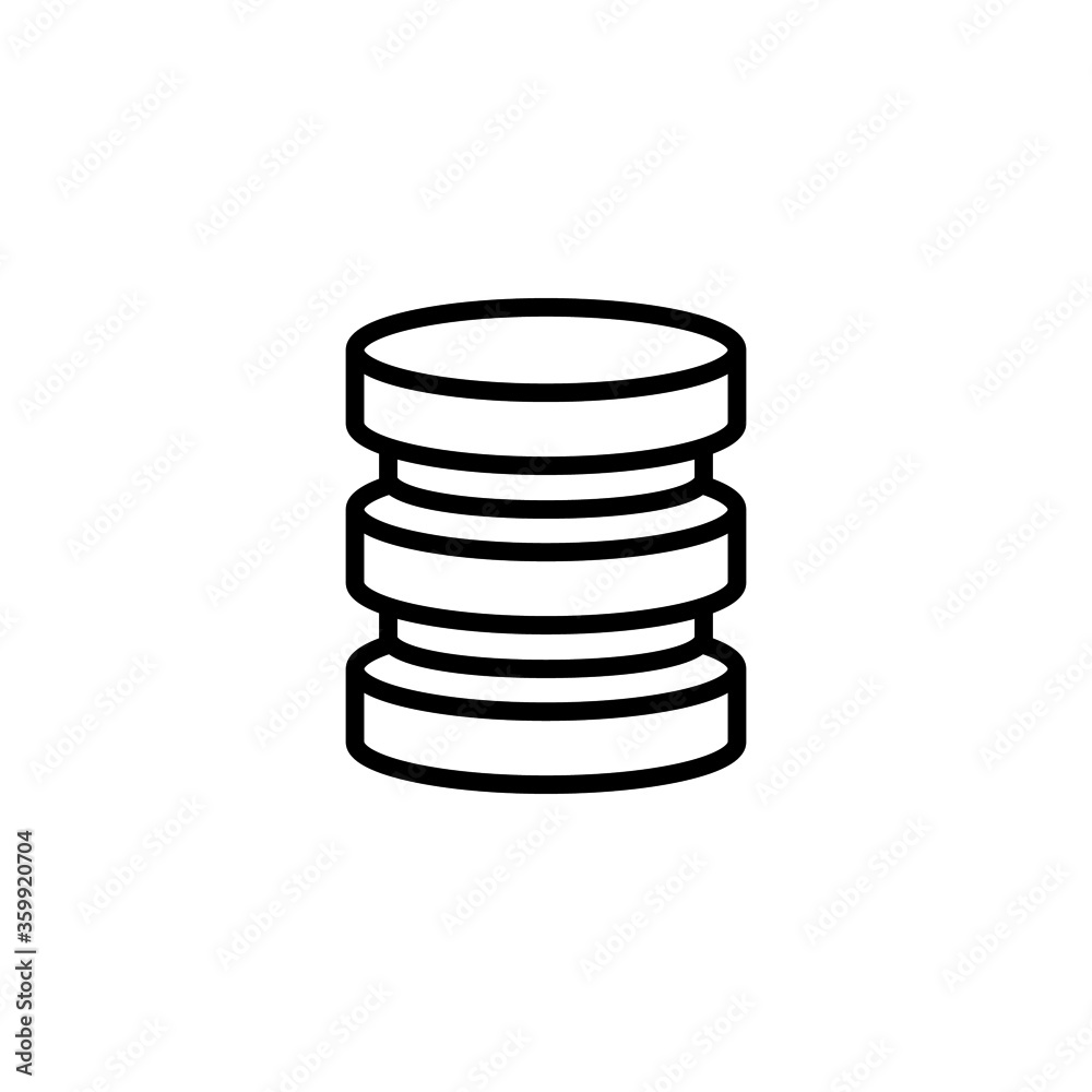 Data database server storage icon. Data center icon in black line style icon, style isolated on white background Data database server storage icon. Data center icon in black line style icon, style isolated on white background
