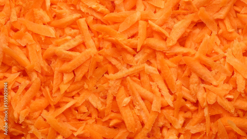 grated carrots top view. macro