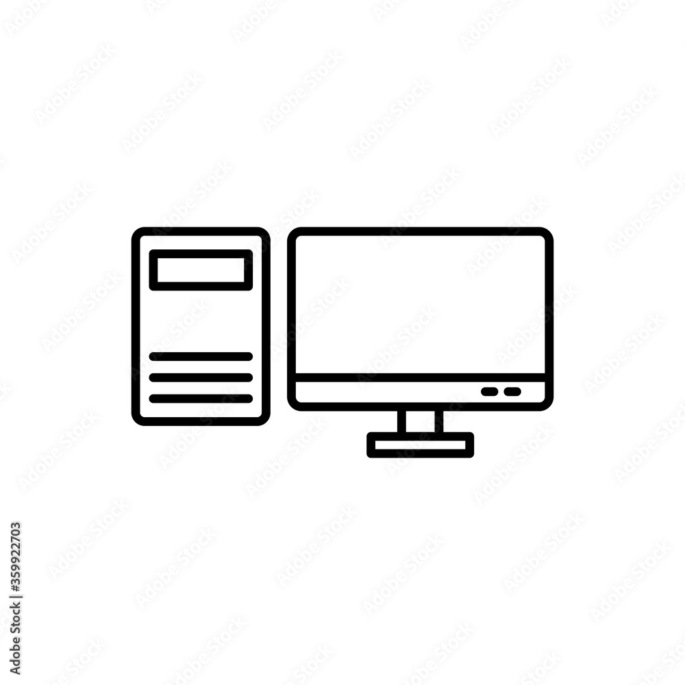 Personal computer, line icon set. Design vector illustration Personal computer, line icon set. Design vector illustration