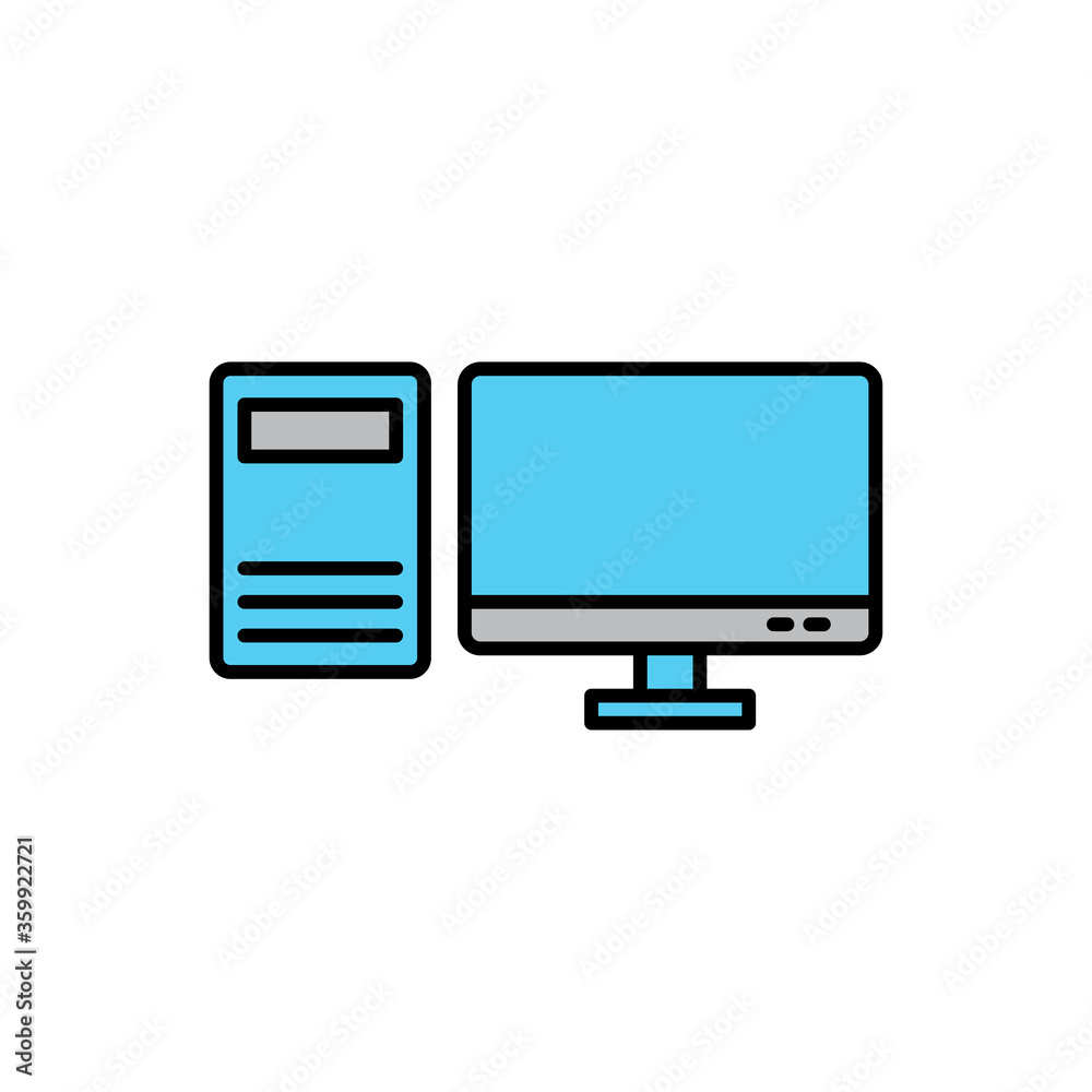 Personal computer, flat icon set. Design vector illustration