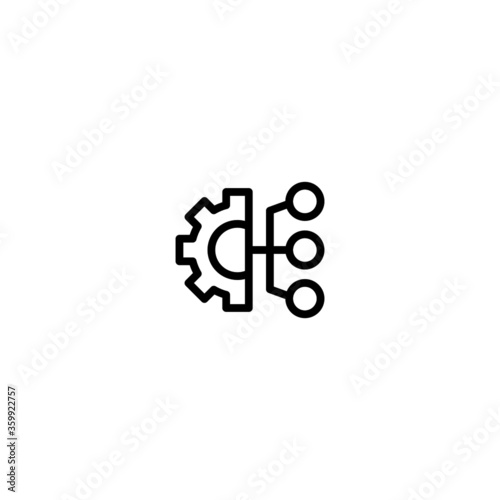 Data Integration icon in black line style icon, style isolated on white background