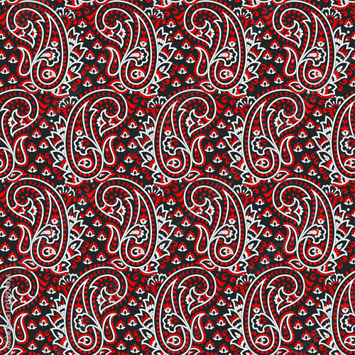 seamless pattern with red paisley