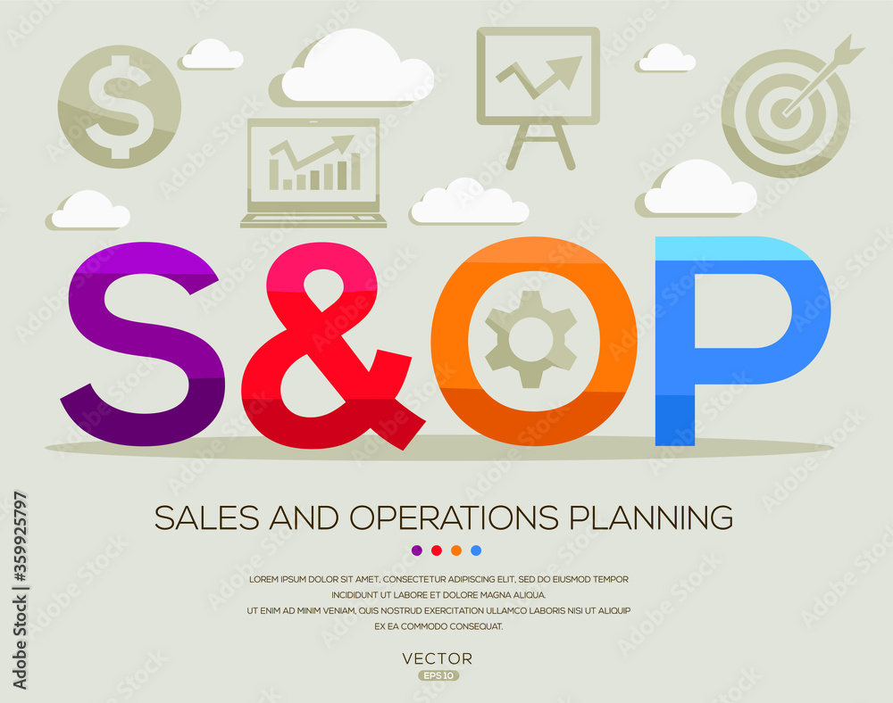 s&op mean (sales and operations planning) ,letters and icons,Vector