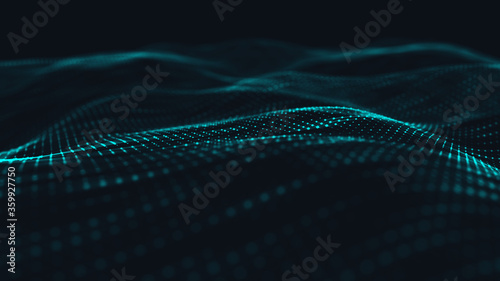 Abstract polygonal space low poly dark background with connecting dots and lines.