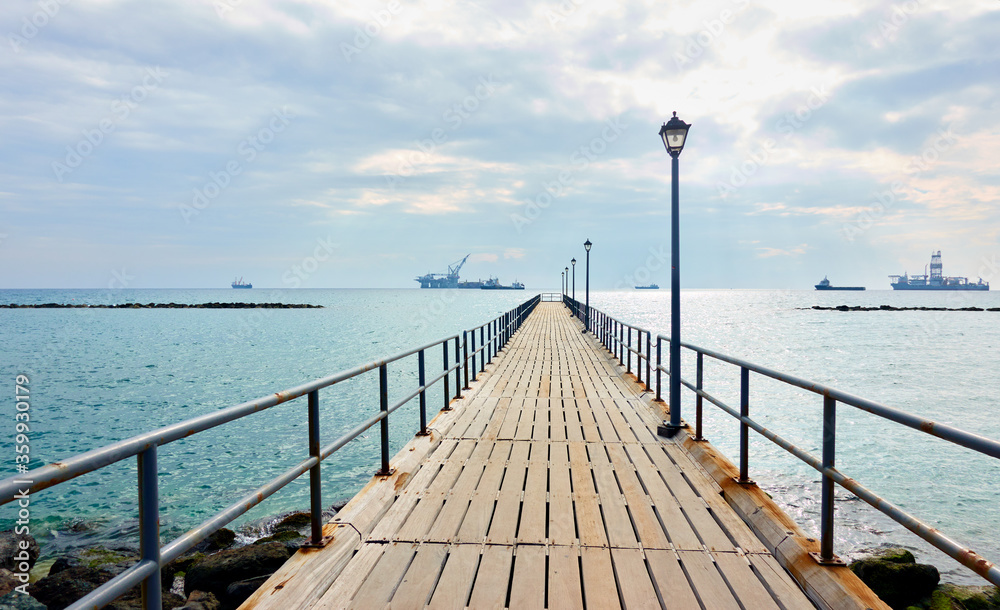 Walking pier by the sea in Limassol Walking pier by the sea in Limassol