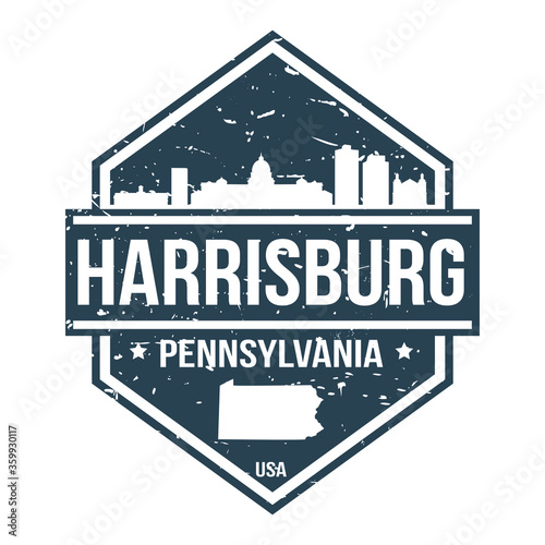 Harrisburg Pennsylvania Travel Stamp Icon Skyline City Design Tourism.