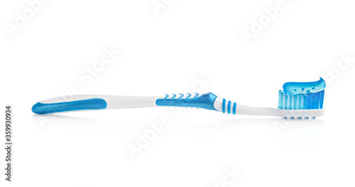 Plastic toothbrush with toothpaste