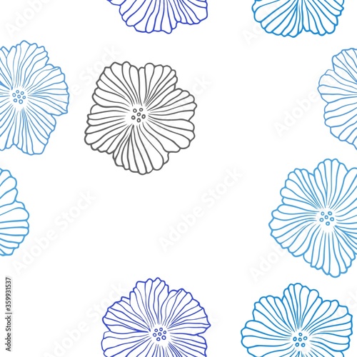 Dark BLUE vector seamless elegant wallpaper with flowers. Decorative design of flowers on white background. Texture for window blinds  curtains.