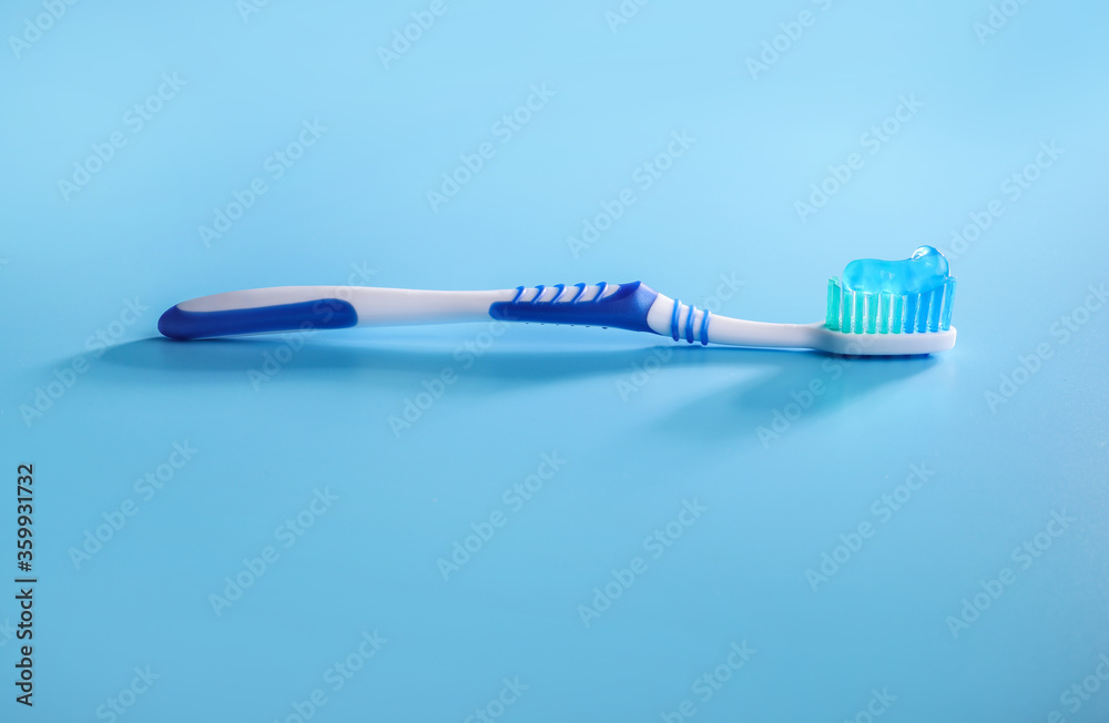 Plastic toothbrush with toothpaste Plastic toothbrush with toothpaste