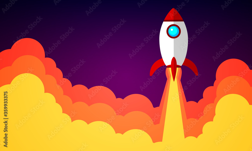 Space shuttle launch, vector art illustration.