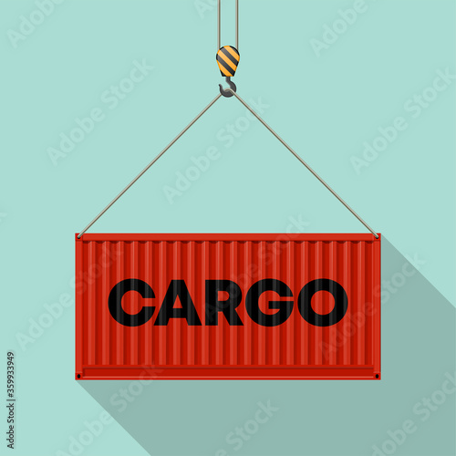 Flat side view shipping cargo 20 foot container delivery. Large metal 20 ft containers for transportation. Delivery of cargo shipping. illustration