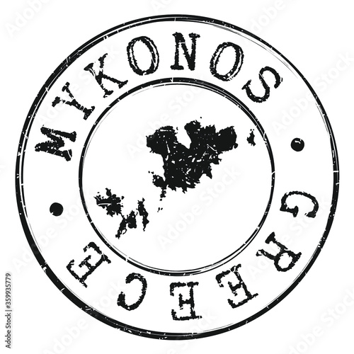 Mykonos Greece Stamp Postal. Map Silhouette Seal. Passport Round Design. Vector Icon. Design Retro Travel.