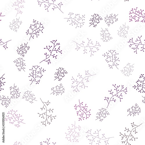 Dark Purple, Pink vector seamless abstract backdrop with branches. Modern abstract illustration with leaves and branches. Pattern for design of fabric, wallpapers.