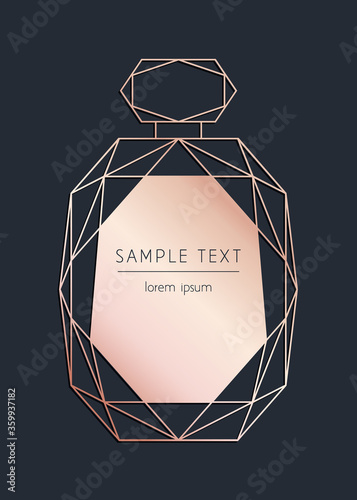 Vector geometric perfume bottle. Modern design template for wedding or birthday invitation, brochure, poster or business card