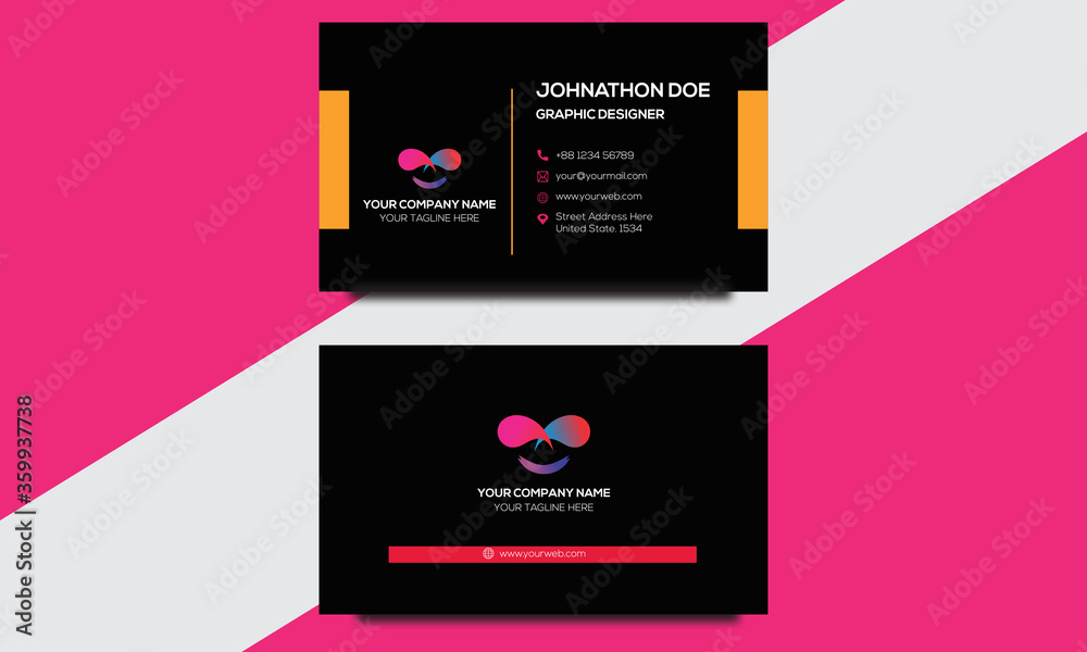 Naklejka premium Black Corporate Business Card Template
