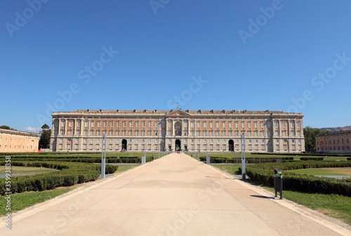 Caserta, CS, Italy - August 17, 2019: very wide ancient Palace c