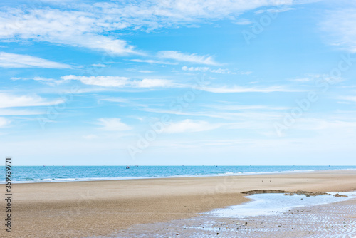 Summer seascape with blue sky background