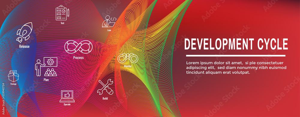 Fototapeta Development Operations & Life Cycle - DevOps Icon