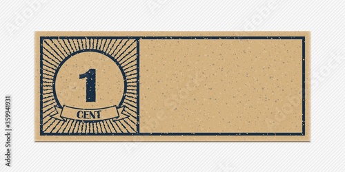 One cent coupon. Vintage style template.